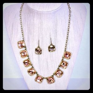 C&I Pink Retro Glam Necklace and Earrings Set